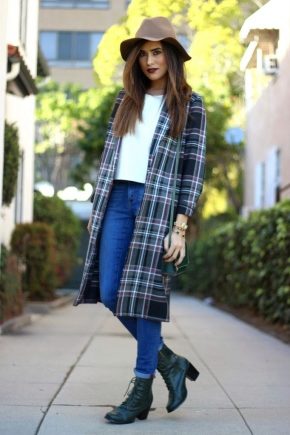 Checked coat for women