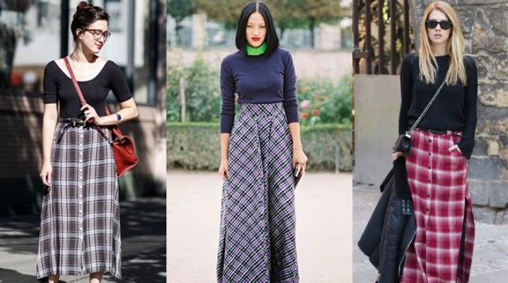 Long plaid skirt (46 photos): what to wear
